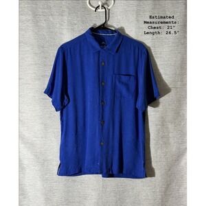 Tommy Bahama Mens 100% Silk Hawaiian Camp Shirt Vibrant Blue Short Sleeve MEDIUM